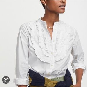 NWT Jcrew white cotton shirt with ruffle detail